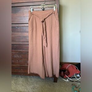 Thread & Supply Wide-Leg Light Dress Pants - Waisr tie Raw hem - Clay Size L